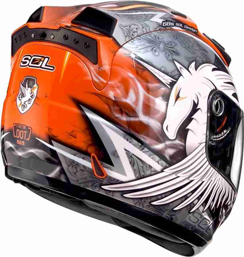 SOL UNICORN II ORANGE SILVER Motorbike Helmet Buy SOL UNICORN II