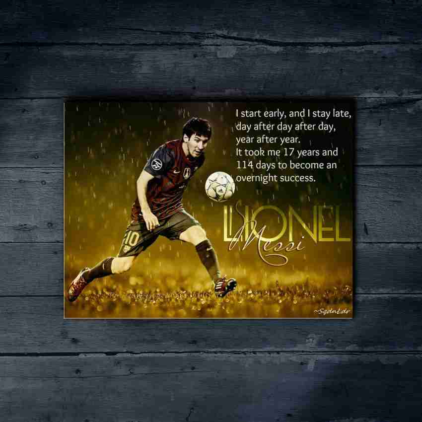 : Signed 12x8 Black Soccer Lional Messi Barcelona