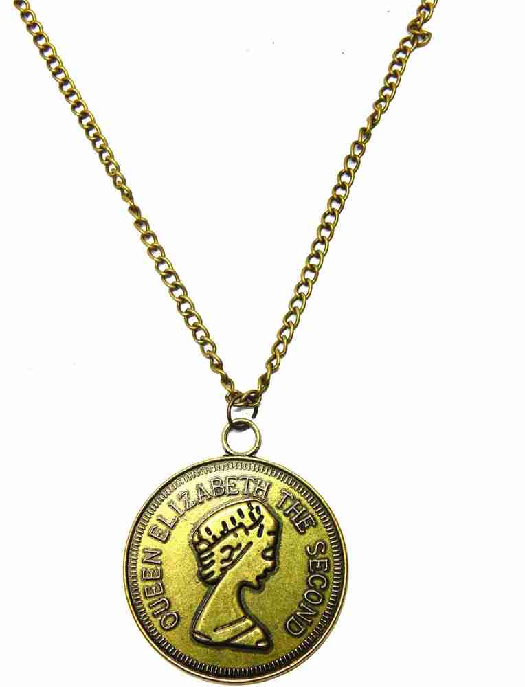 Fig N Honey Fancy Queen Elizabeth Second Design Pendant Necklace set Gold Color Long Metal Chain Set Price in India Buy Fig N Honey Fancy Queen Elizabeth Second Design