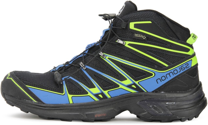 SALOMON X Chase MID GTX Hiking & Trekking Shoes For Men - Buy BLACK/BRIGHT BLUE/GECKO GREEN Color SALOMON X Chase MID Hiking & Trekking Shoes For Men Online at Best Price -