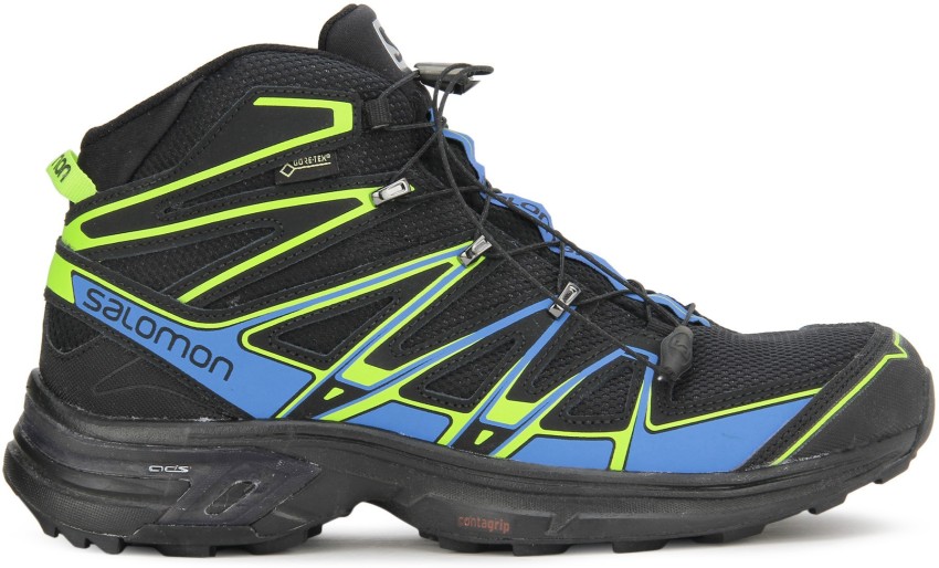 SALOMON X Chase MID GTX Hiking & Trekking Shoes For Men - Buy BLACK/BRIGHT BLUE/GECKO GREEN Color SALOMON X Chase MID Hiking & Trekking Shoes For Men Online at Best Price -
