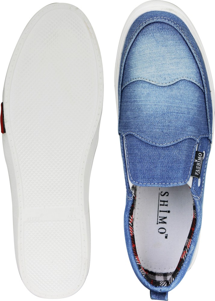 Mens denim cheap slip on shoes