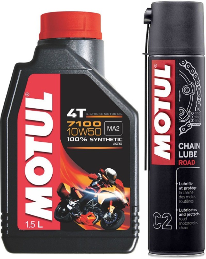 MOTUL 7100 4T 10W50 C2 Chain lub COMBO Motul 7100 4T 10W50 MOTUL C2  COREBIKERZ Synthetic Blend Engine Oil Price in India - Flipkart