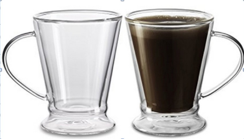 Set of 2 Double Wall Coffee Glasses, 250 ml, Borosilicate Glass