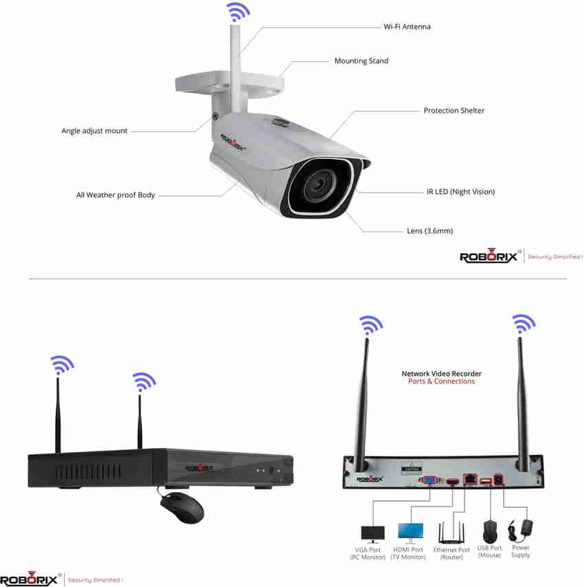 ROBORIX 4 Camera 4MP wireless WiFi CCTV Security Kit Security