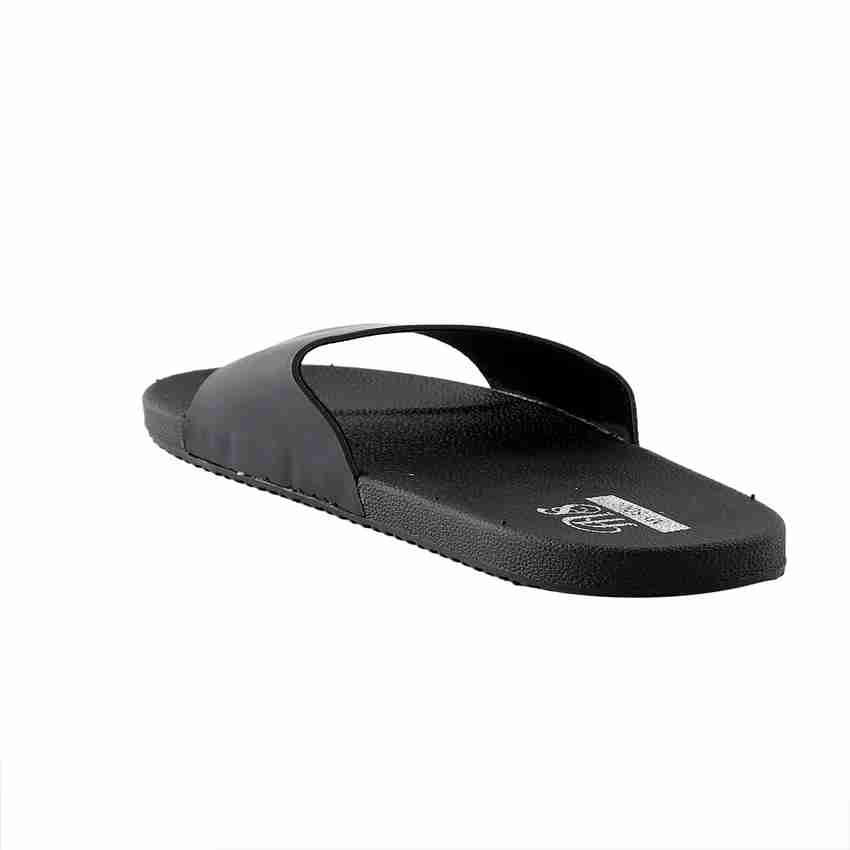 Plain black slide sandals sales