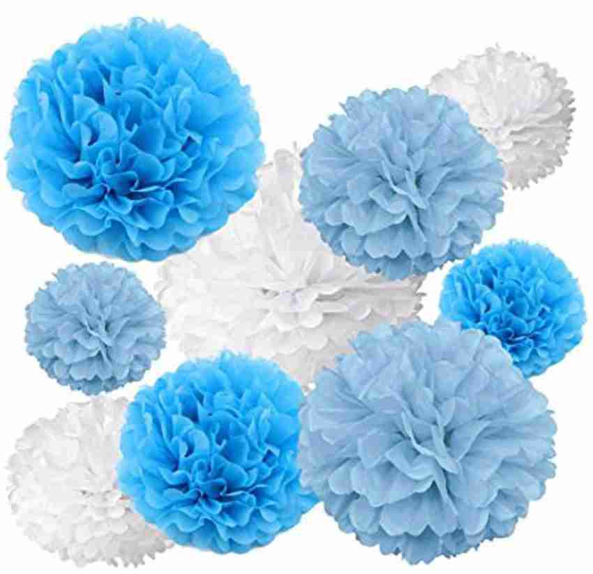 Ceiling Decoration Tulle Pom Pom Balls 10 Royal blue Set of 4