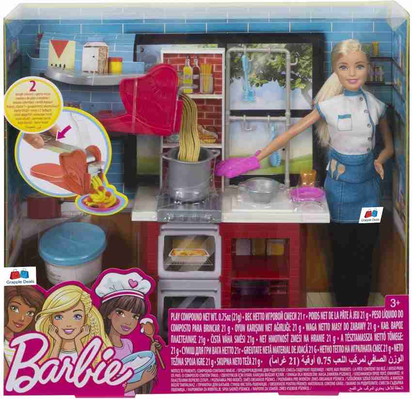 BARBIE Spaghetti Noodles Chef Doll With Beautiful Kitchen Playset