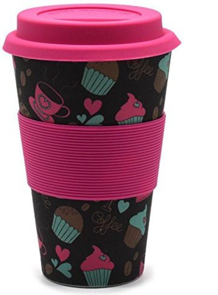 Travel Coffee Mug Eco-Friendly Bamboo Fiber Coffee Cup Silicone Ring Lid