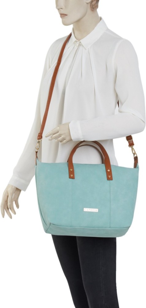 Caprese Blue Sling Bag Felicia Duffle Bag Medium Soft Blue Tan