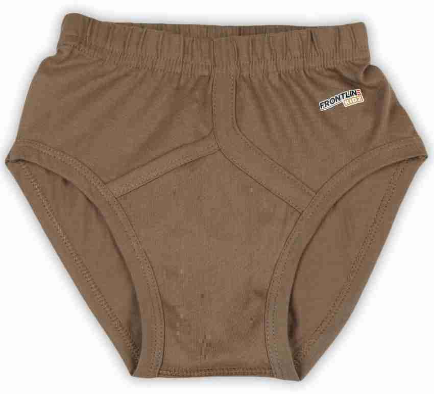 Rupa Frontline Kids 100% Cotton Brief for Boys, Relaxed Fit, Y Opening, Soft and Durable, Skin-Friendly Solid Pattern