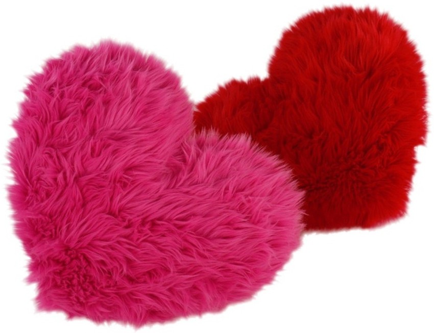 Pink fluffy heart outlet pillow