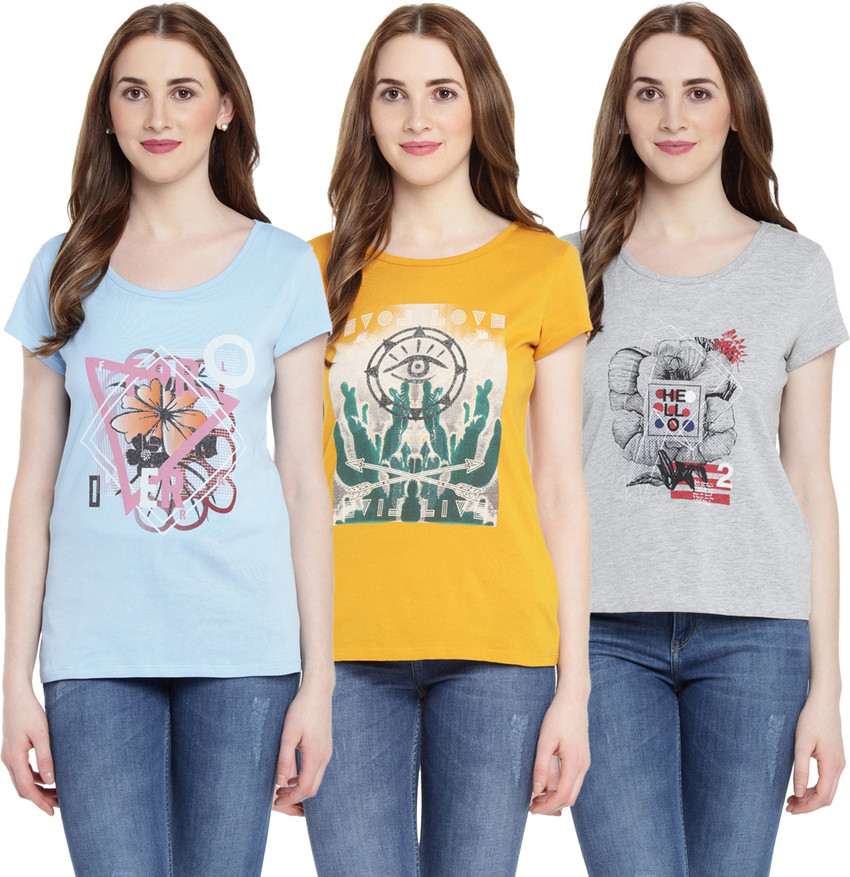 Honey By Pantaloons Graphic Print Women Round Neck Grey T Shirt Buy Honey By Pantaloons Graphic Print Women Round Neck Grey T Shirt Online at Best Prices in India Flipkart