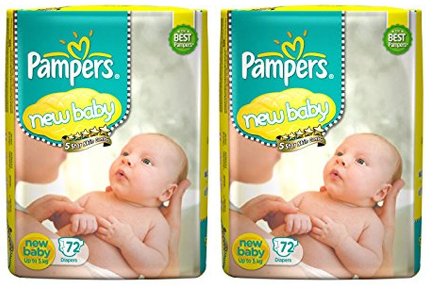 Pampers NEW BABY TAPED DIAPERS 72 Pcs. PACK SET OF 2 PACKS FOR