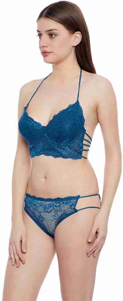 Clovia Lace Non-Padded Underwired Halter Bralette & Bikini Lingerie Set - Buy  Clovia Lace Non-Padded Underwired Halter Bralette & Bikini Lingerie Set  Online at Best Prices in India