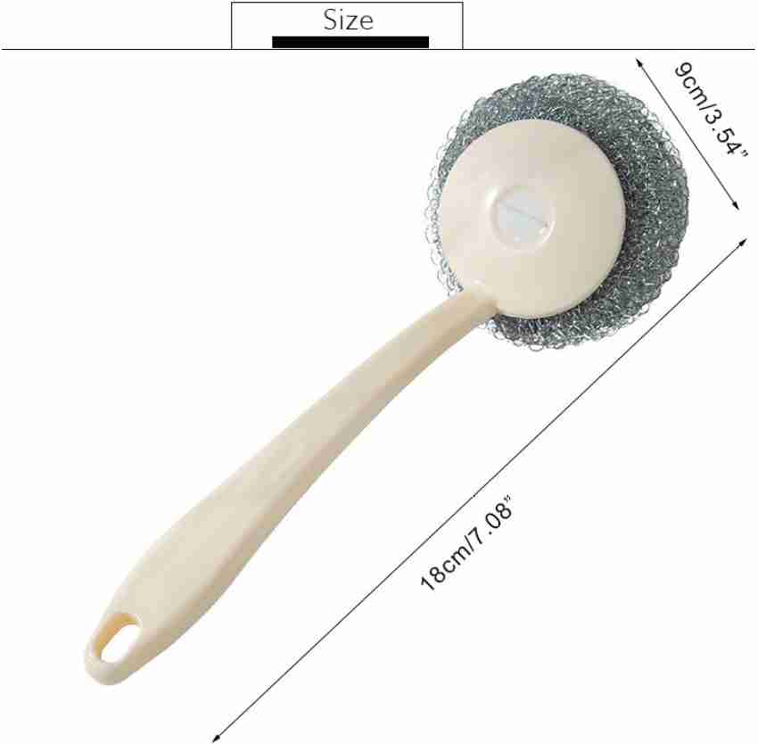 Stainless Steel Wire Ball Dishwashing Brush With Handle, Creative