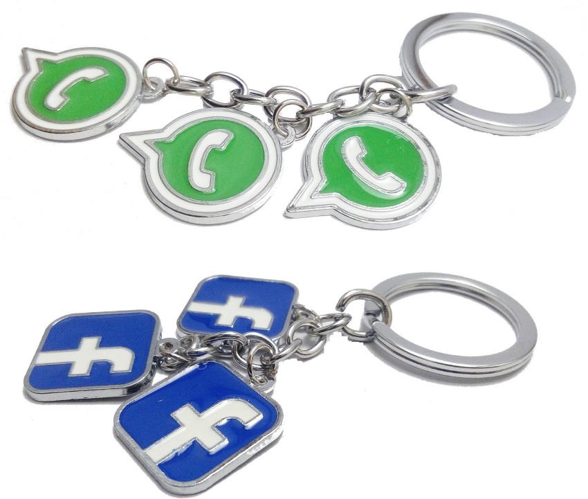 kd collections Facebook Whatsapp Logo Metal Keychain Keyring, Social  Networking Site Logo Keychain For Bike & cars, Pack of 2