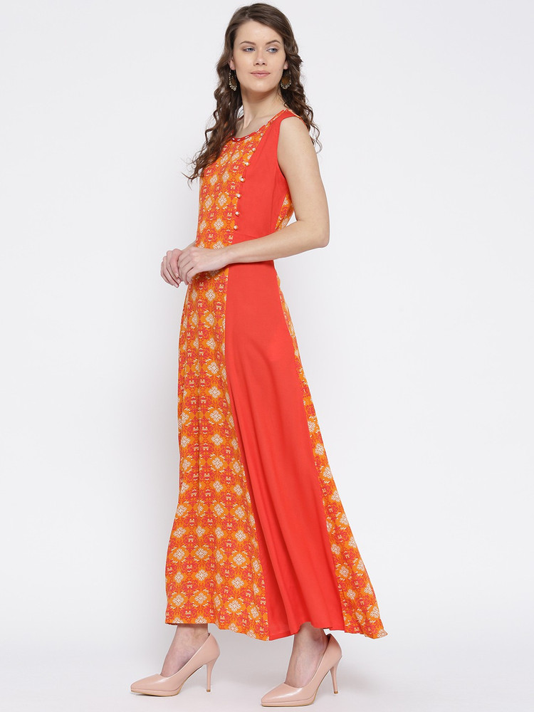 SHREE Women Maxi Orange Dress Buy SHREE Women Maxi Orange Dress