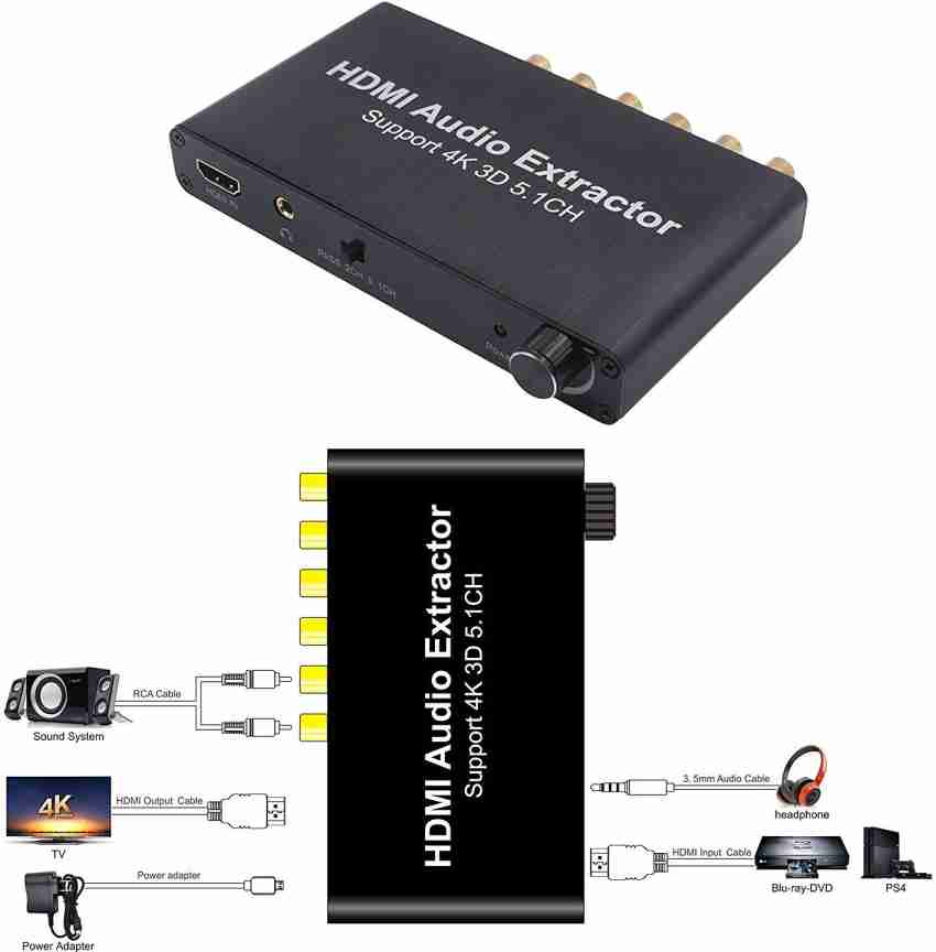 HDMI DTS 5.1 Audio Decoder Bluetooth 5.0 Receiver DAC AC3 FLAC APE 4Kx2K  HDMI to HDMI Extraction Converter SPDIF ARC Optical