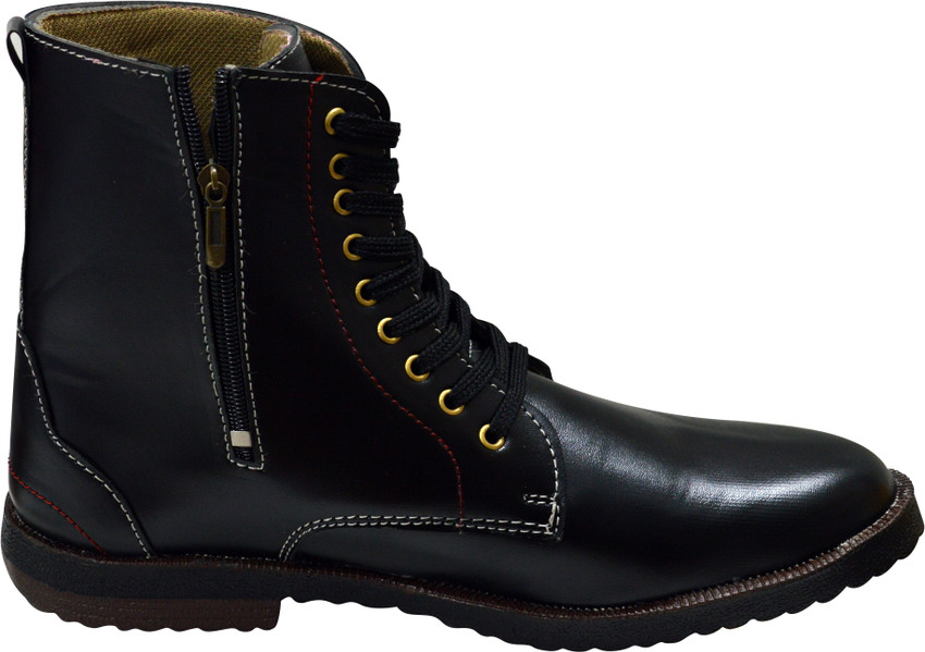 Feetway Extra High Length Leather Men s Hunky Casual Boots Zip