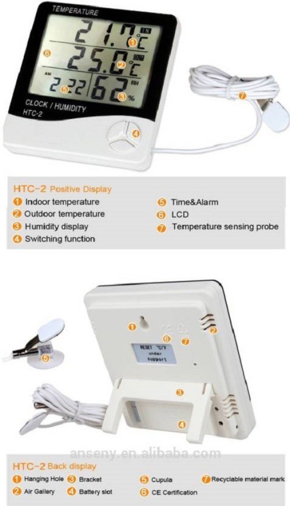 Temperature and Humidity Meter HTC-2 Hygrometer HTC2 - Zenrox