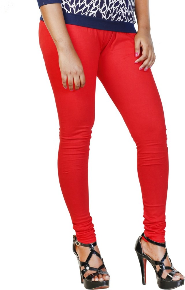AGSfashion Women's Lycra Cotton Leggings Red and Skin colors Ankle