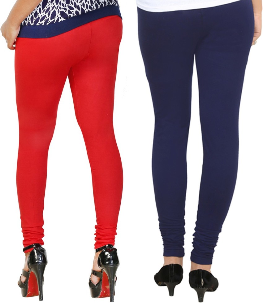 AGSfashion Women's Lycra Cotton Leggings (Red and Navy Blue colors
