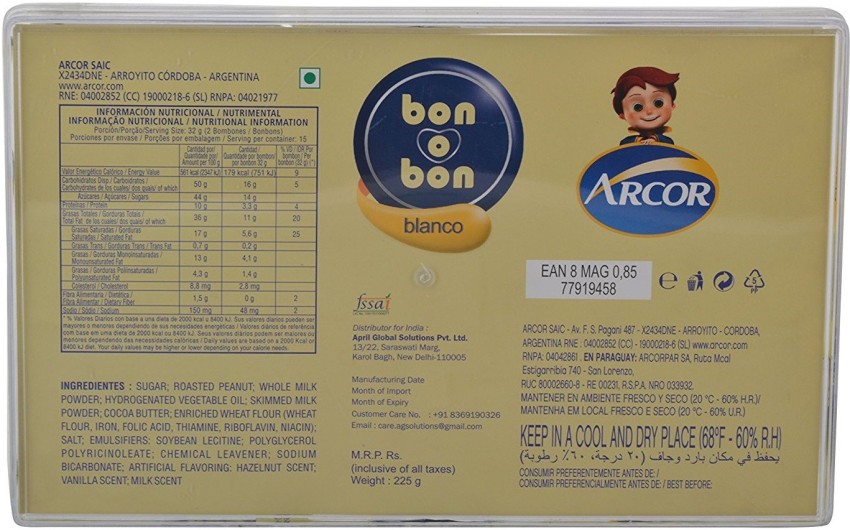 Bon O Bon White Chocolate Wafer and Peanut Cream Filling 16.9 Oz (480g) …