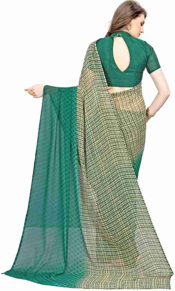 Buy LUGDA Printed Daily Wear Georgette Green Sarees Online Best Price In India Flipkart