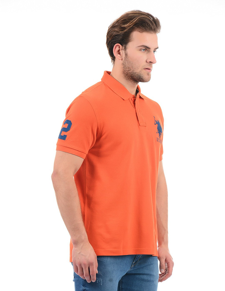 U.S. POLO ASSN. Solid Men Polo Neck Orange T Shirt Buy U.S. POLO