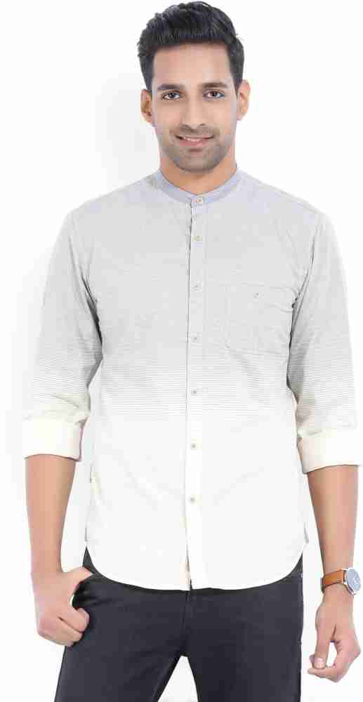 LP LOUIS PHILIPPE Men Striped Casual White, Grey Shirt - Buy Grey