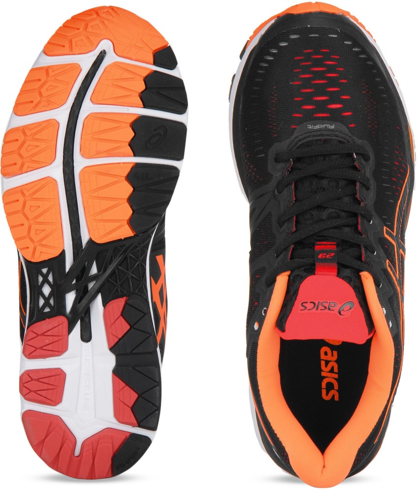 Asics GEL Kayano 23 Running Shoes For Men Buy Black Hot Orange Vermilion Color Asics GEL Kayano 23 Running Shoes For Men Online at Best Price Shop Online for Footwears in India Flipkart