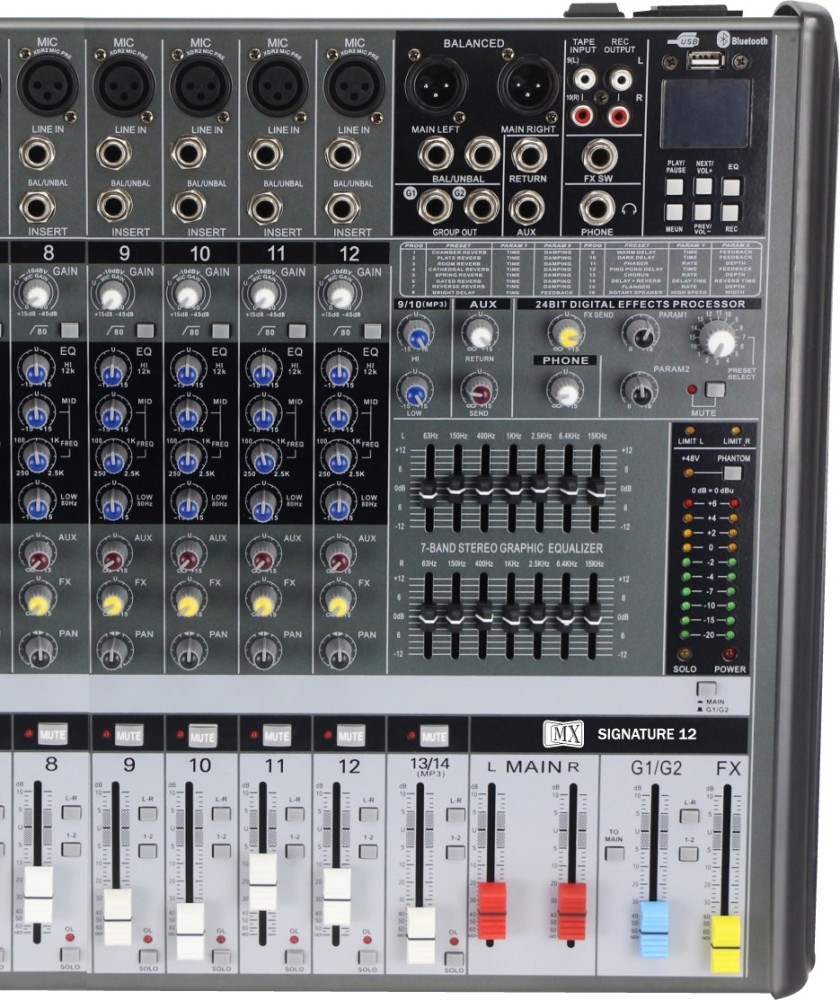 MX Live Audio Mixer 12 Channel Professional Mixer with USB & Bluetooth-  Signature 12 Analog Sound Mixer Price in India - Buy MX Live Audio Mixer 12  Channel Professional Mixer with USB