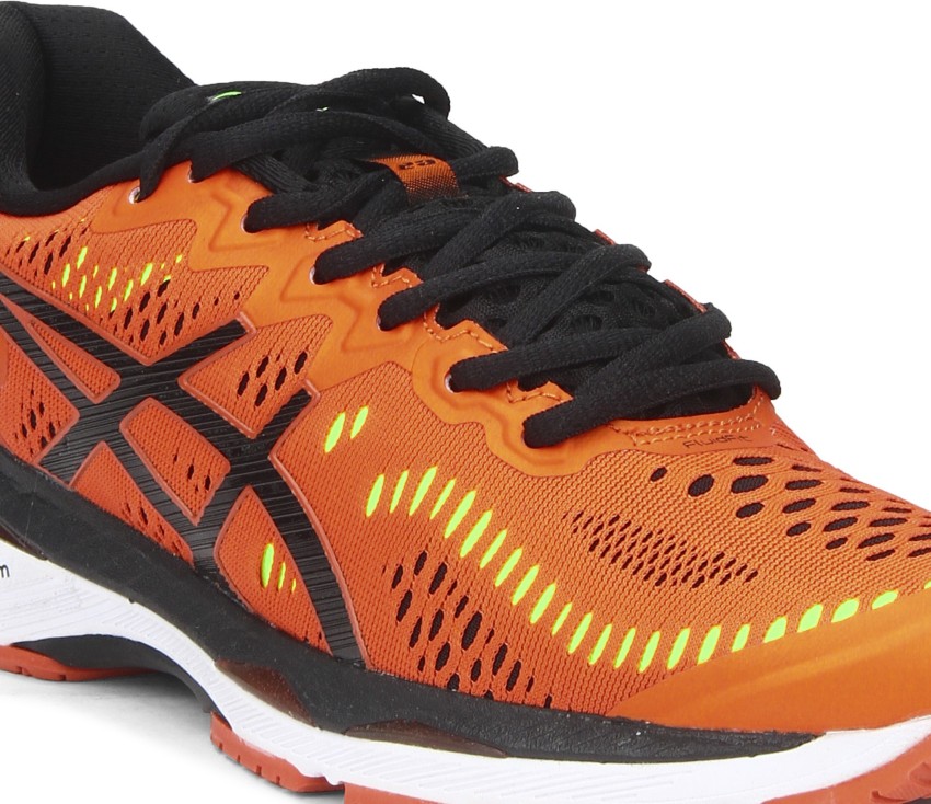 Asics GEL Kayano 23 Running Shoes For Men Buy Orange Black Safety Yellow Color Asics GEL Kayano 23 Running Shoes For Men Online at Best Price Shop Online for Footwears in India Flipkart