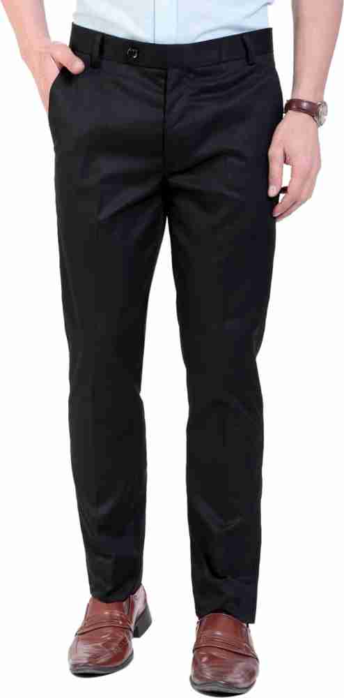 Buy USQUARE Men Slim Fit Dark Blue Formal Trousers