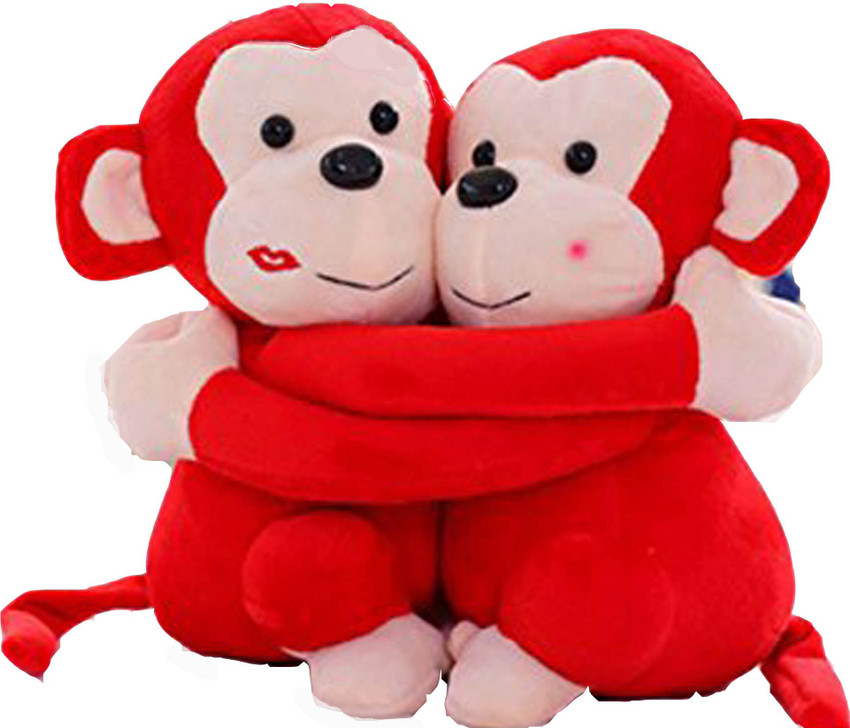 CIPS Adorable Hugging Couple Two Monkey Multi Color Teddy Bear