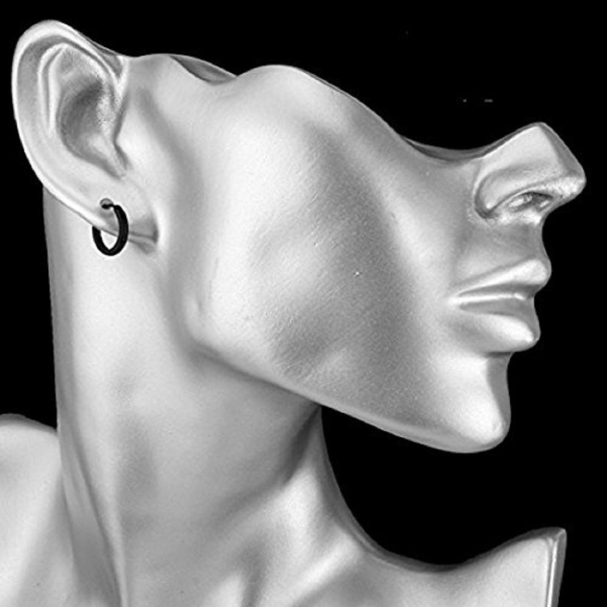 OOMPH Jewellery Pair Of Black Stainless Steel Small Hoop Earrings For Men   Boys Buy OOMPH Jewellery Pair Of Black Stainless Steel Small Hoop Earrings  For Men  Boys Online at Best