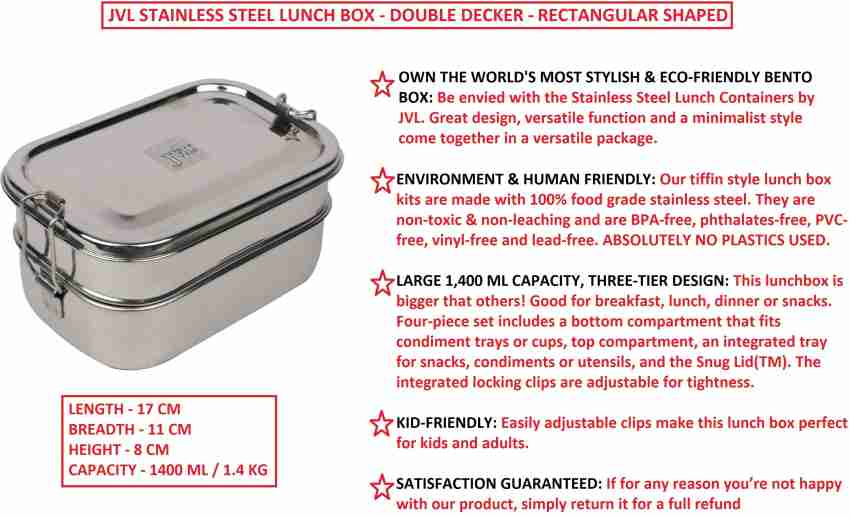 Greater Good. Stainless Steel Lunch Box with 3 Compartments - 1400 ml