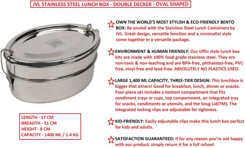 Greater Good. Stainless Steel Lunch Box with 3 Compartments - 1400 ml