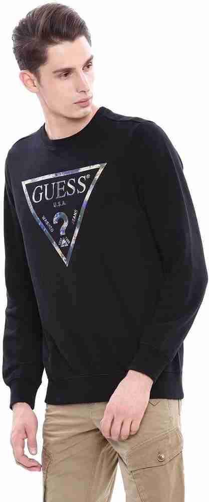 GUESS Solid Round Neck Casual Men Black Sweater - Buy GUESS Solid Round  Neck Casual Men Black Sweater Online at Best Prices in India | Flipkart.com