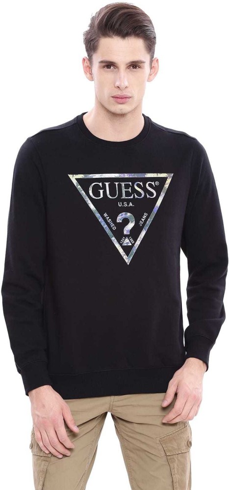 GUESS Solid Round Neck Casual Men Black Sweater GUESS Solid Round Neck Casual Men Black Sweater Online at Best Prices in India | Flipkart.com