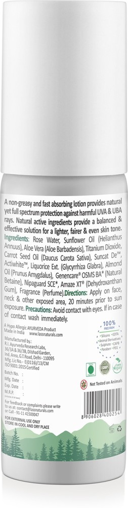 LASS NATURALS Sunscreen SPF 30 PA Sunscreen Skin Whitening