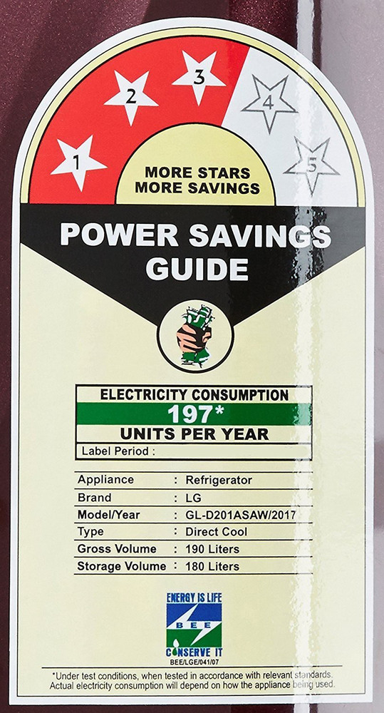 3 star refrigerator power outlet consumption per day