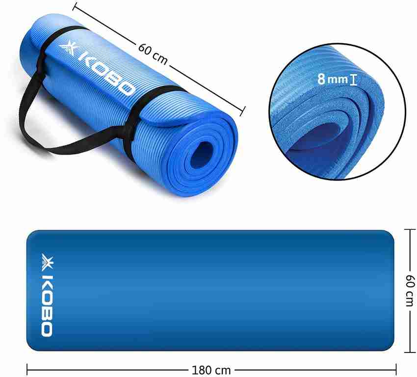 KOBO 8 mm Blue NBR Athletica Multi use Thick Exercise Non slip and Anti tear. Great for Hot Yoga and the Gym Blue 8 mm Yoga Mat Buy KOBO 8 mm Blue NBR