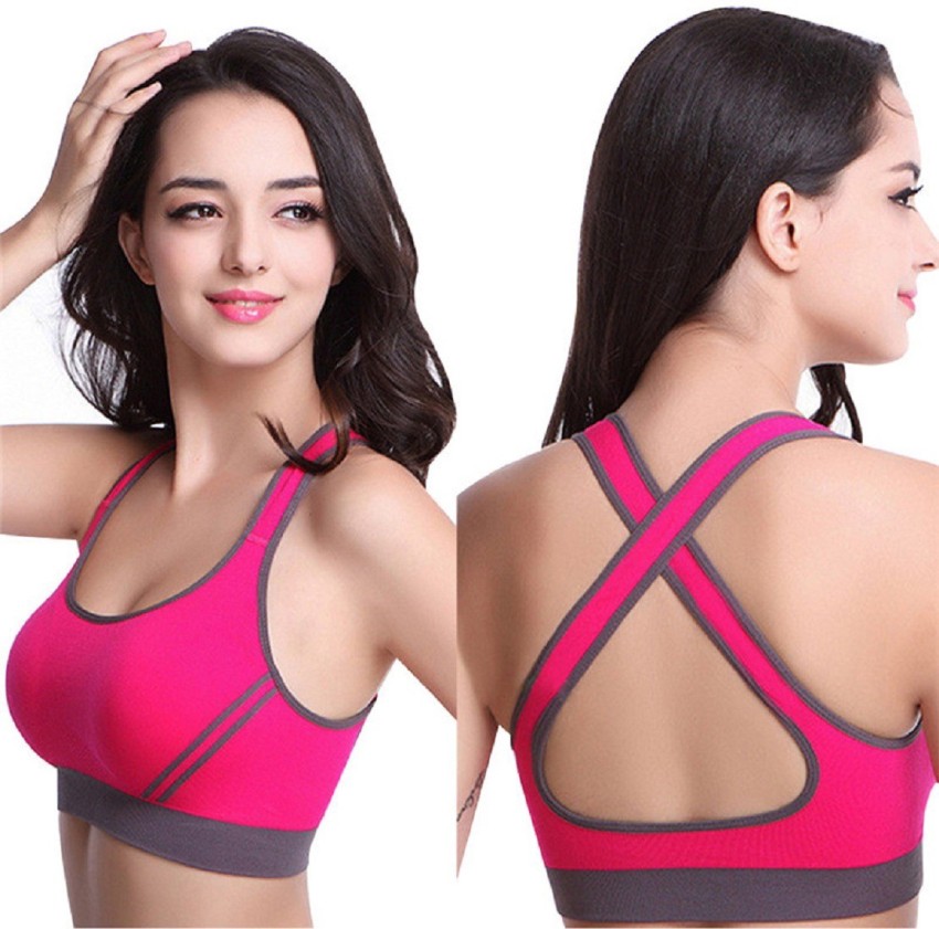 Buy 3 Pack Women's Cross Back Sport Bras Medium Support Padded Strappy  Criss Cropped Bras Removable Cups Yoga Workout Bra Online at desertcartOMAN