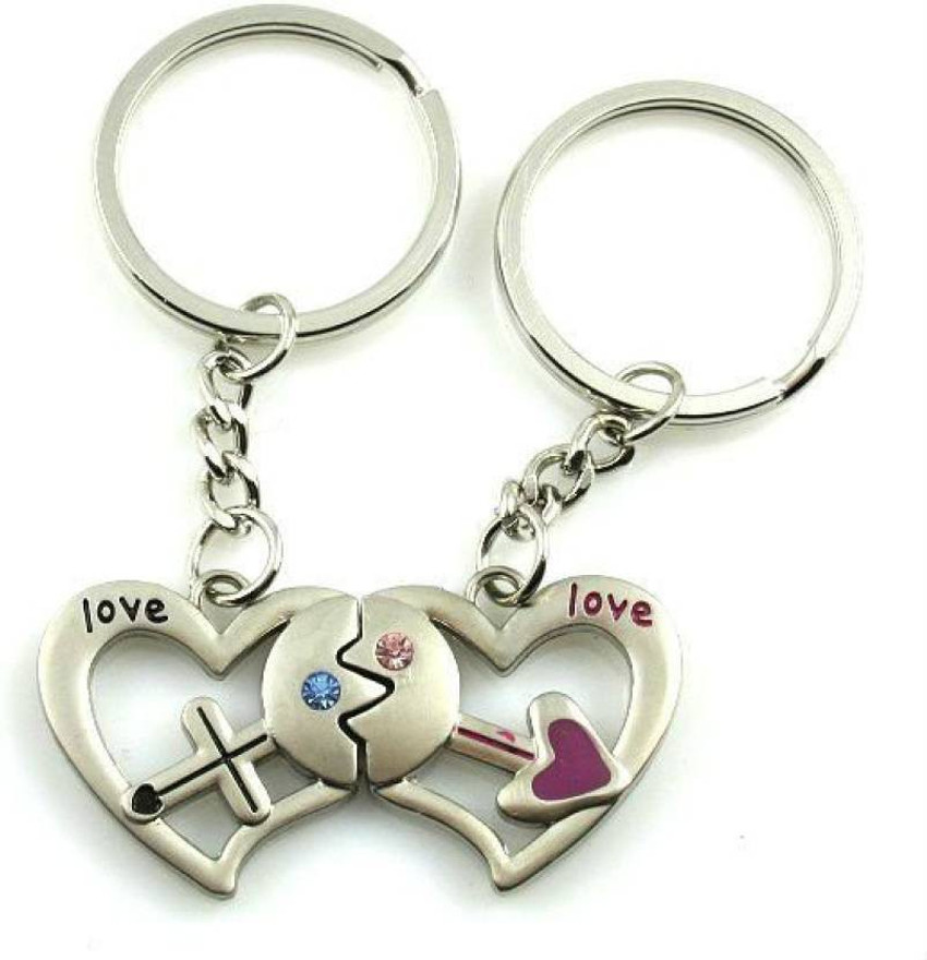 VaishnowHand Couple keychain for lovers Heavy metal heart Shape