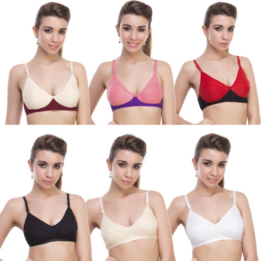 New Care Nylon Pack of 6 Solid-Printed Casual Women Full Coverage Non  Padded Bra - Buy New Care Nylon Pack of 6 Solid-Printed Casual Women Full  Coverage Non Padded Bra Online at