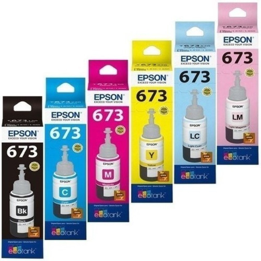 Epson 673 Ink Bottles All Colours Set Of 6 (Black, Magenta,Yellow 