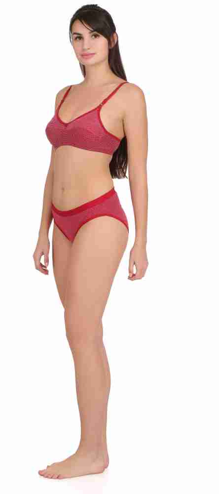 Buy Embibo Pink Red Bra & Panty Set Size -38 at