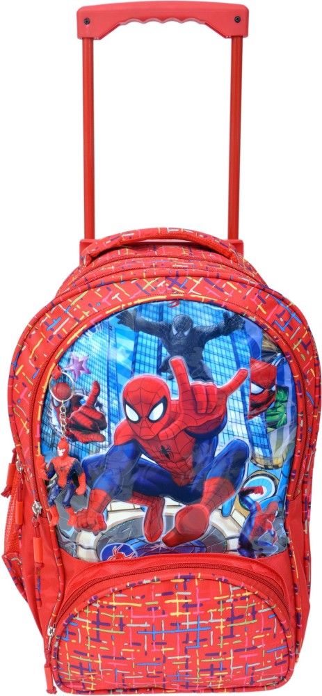 Spiderman Backpack with Lunch Bag 2-Key Chains Water Bottle - 5 Piece Kids School Backpack Set - Boys Girls Shoulder Book Bag Printed Marvel